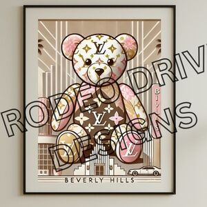 Louis Vuitton City Bear Series -Beverly Hills Print 18x24 by Rodeo Drive Designs
